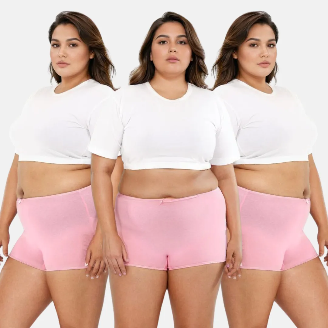 Plus Size BrZee Boyshorts | Lightweight Cotton-Elastane Fabric | Super Stretchy For Comfort | No Visible Panty Lines | Pack Of 3 - Image 16