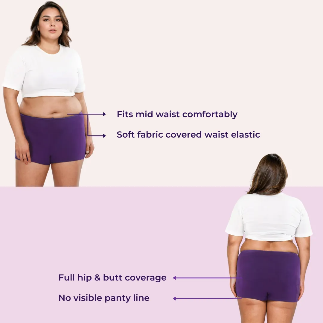 Plus Size BrZee Boyshorts | Lightweight Cotton-Elastane Fabric | Super Stretchy For Comfort | No Visible Panty Lines | Pack Of 3 - Image 3