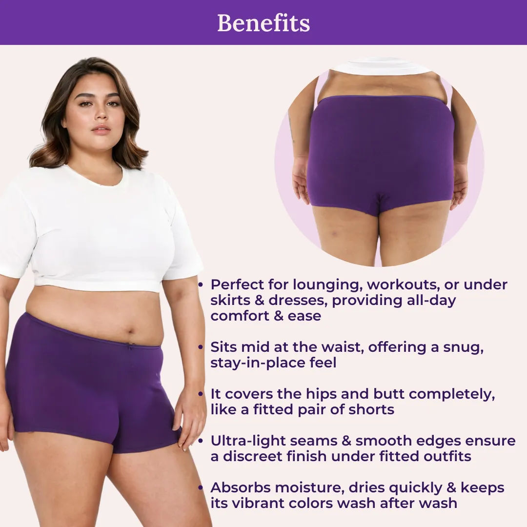 Plus Size BrZee Boyshorts | Lightweight Cotton-Elastane Fabric | Super Stretchy For Comfort | No Visible Panty Lines | Pack Of 3 - Image 5