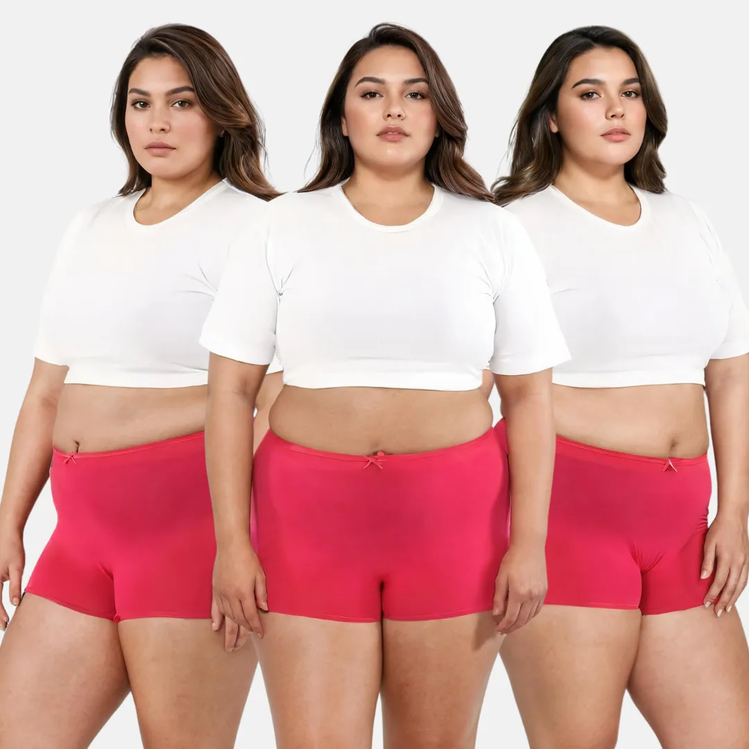 Plus Size BrZee Boyshorts | Lightweight Cotton-Elastane Fabric | Super Stretchy For Comfort | No Visible Panty Lines | Pack Of 3 - Image 9