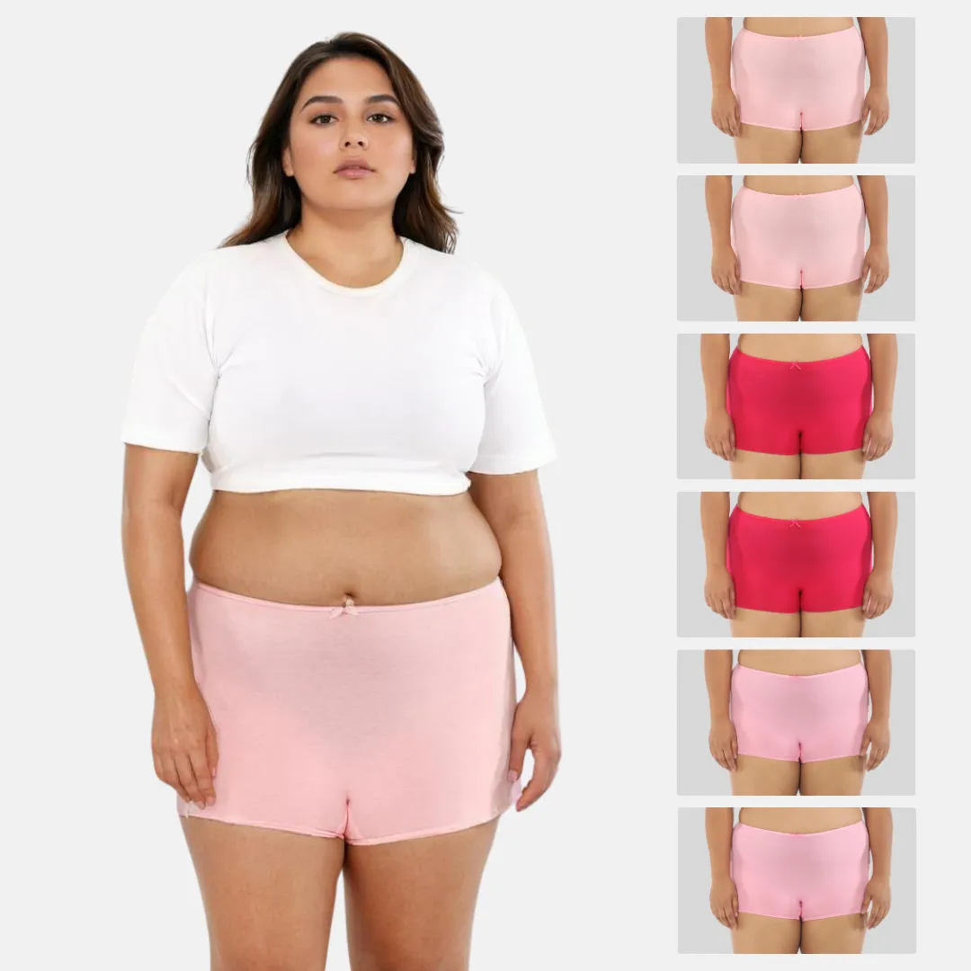Plus Size BrZee Boyshorts | Lightweight Cotton-Elastane Fabric | Super Stretchy For Comfort | No Visible Panty Lines | Pack Of 6 - Image 11
