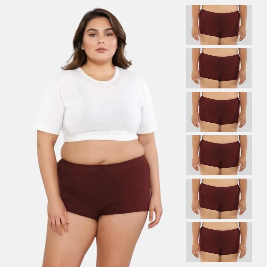 Plus Size BrZee Boyshorts | Lightweight Cotton-Elastane Fabric | Super Stretchy For Comfort | No Visible Panty Lines | Pack Of 6 - Image 14