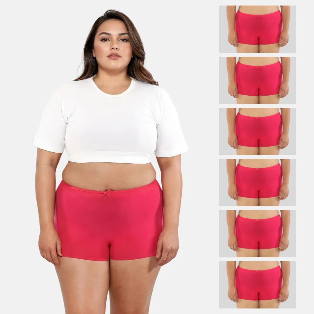 Plus Size BrZee Boyshorts | Lightweight Cotton-Elastane Fabric | Super Stretchy For Comfort | No Visible Panty Lines | Pack Of 6 - Image 15