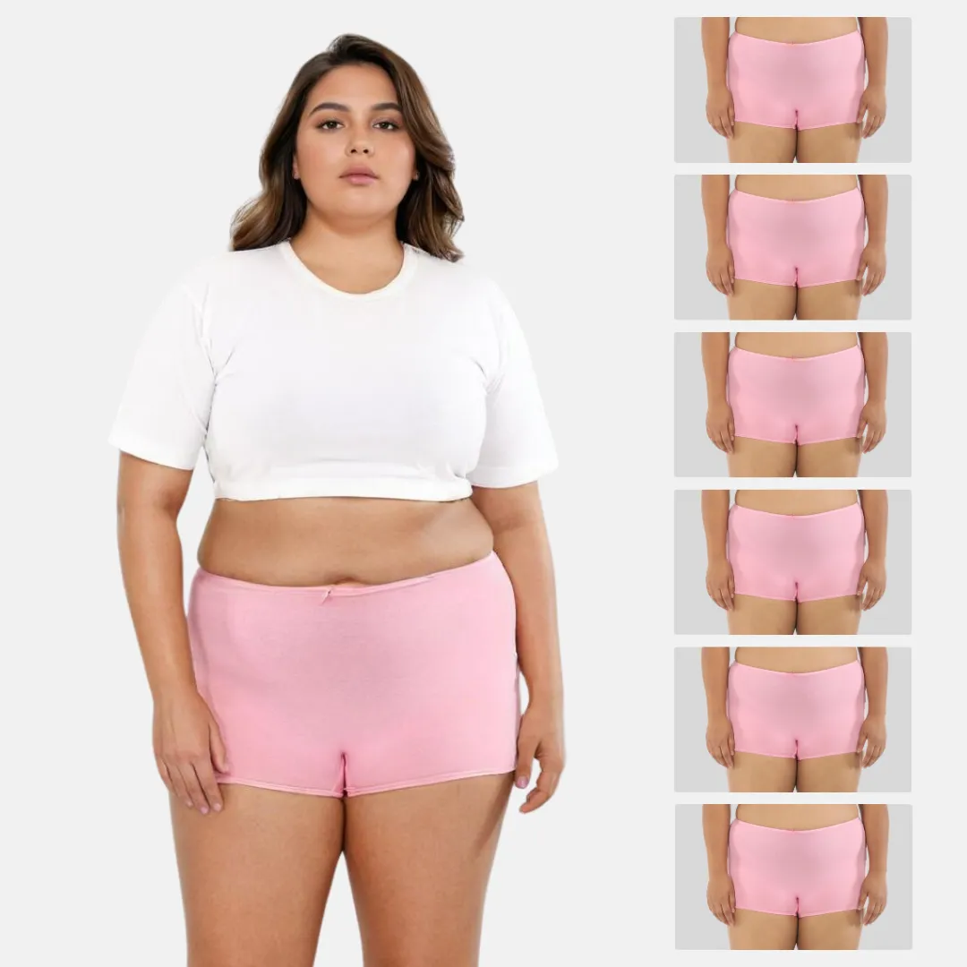 Plus Size BrZee Boyshorts | Lightweight Cotton-Elastane Fabric | Super Stretchy For Comfort | No Visible Panty Lines | Pack Of 6 - Image 16