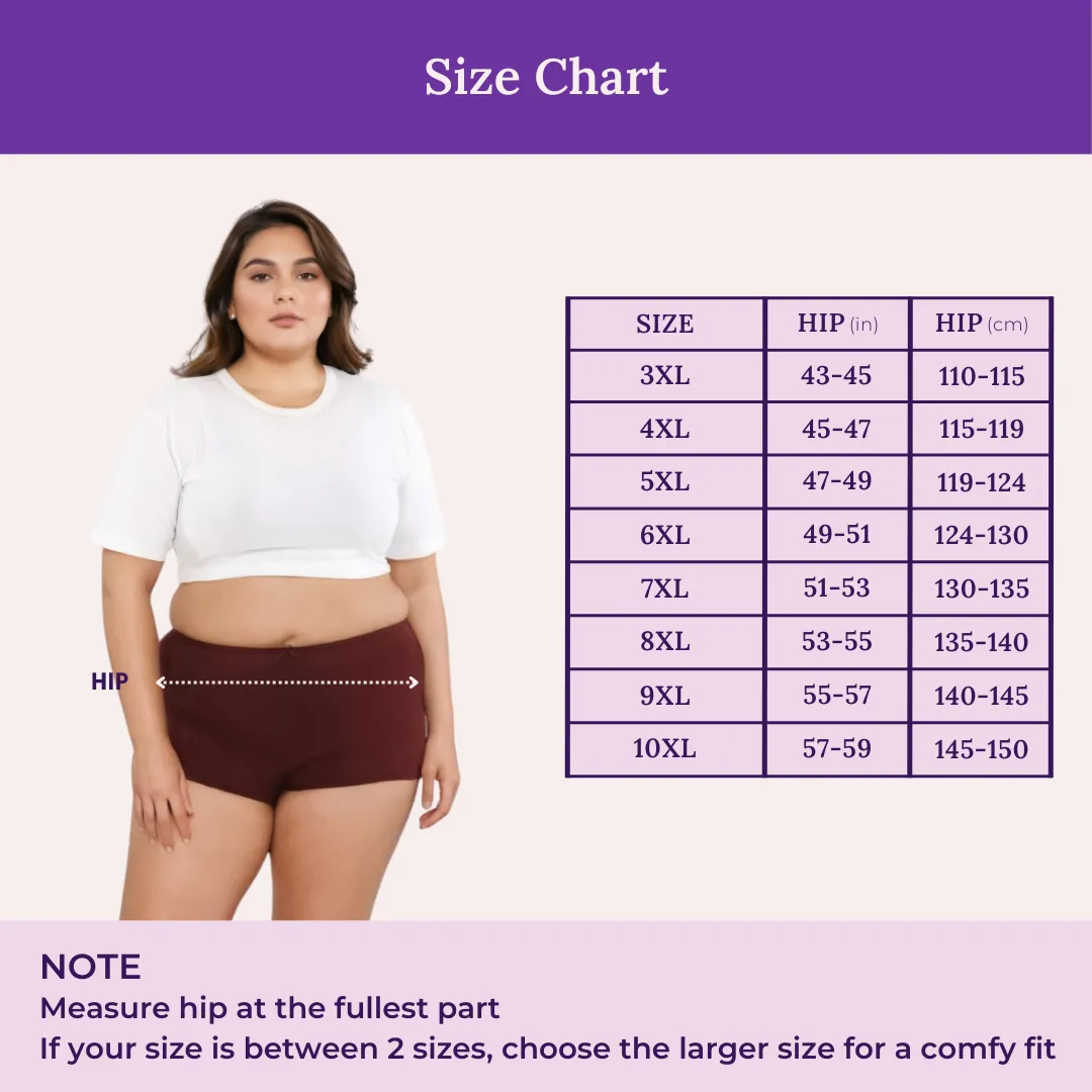 Plus Size BrZee Boyshorts | Lightweight Cotton-Elastane Fabric | Super Stretchy For Comfort | No Visible Panty Lines | Pack Of 6 - Image 4