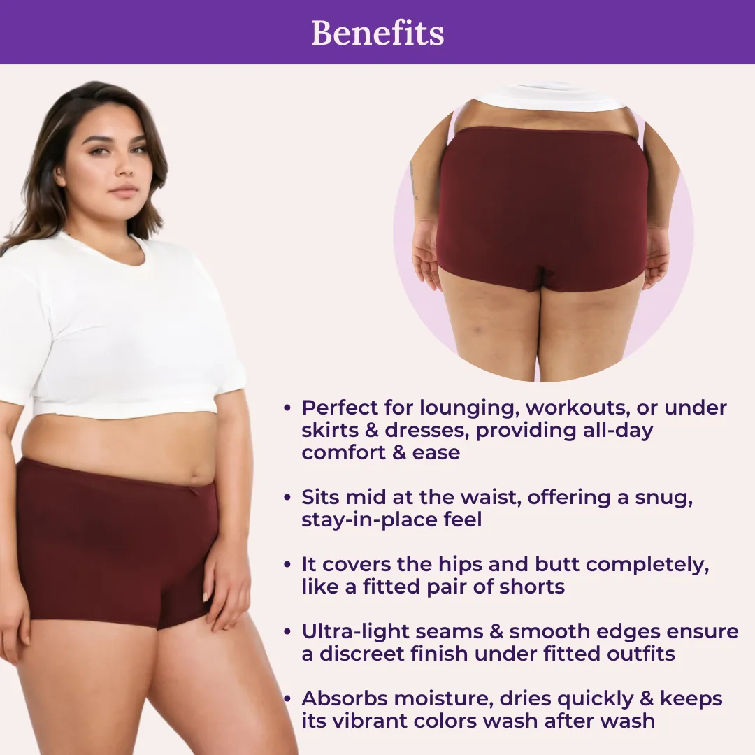 Plus Size BrZee Boyshorts | Lightweight Cotton-Elastane Fabric | Super Stretchy For Comfort | No Visible Panty Lines | Pack Of 6 - Image 5