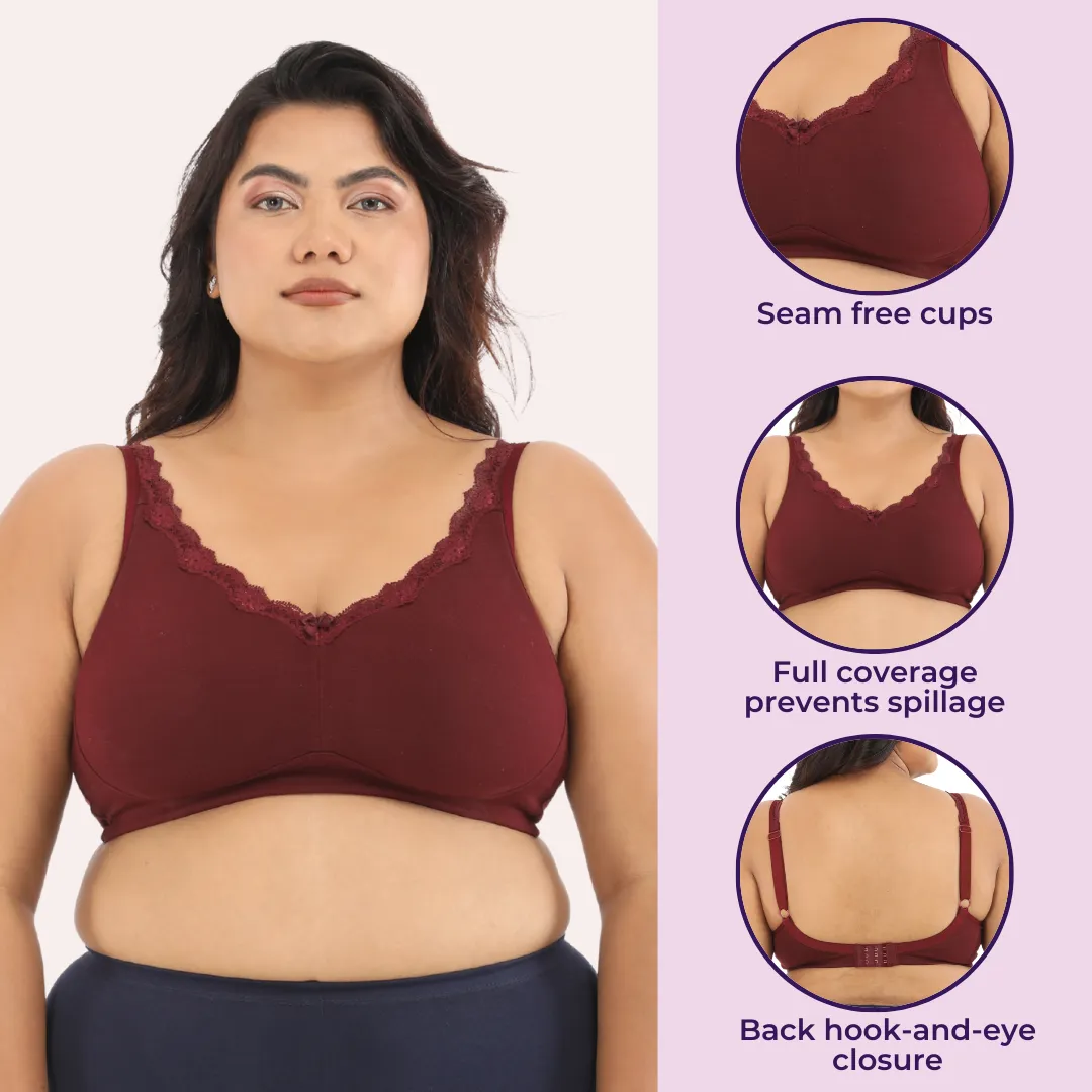 Day Bra For Curvy Women | Full Coverage | Wire-Free & Non-Padded | Seamless Cups | No Centre Panel/Gore | Back Hook & Eye Closure | Pack Of 3 - Image 2