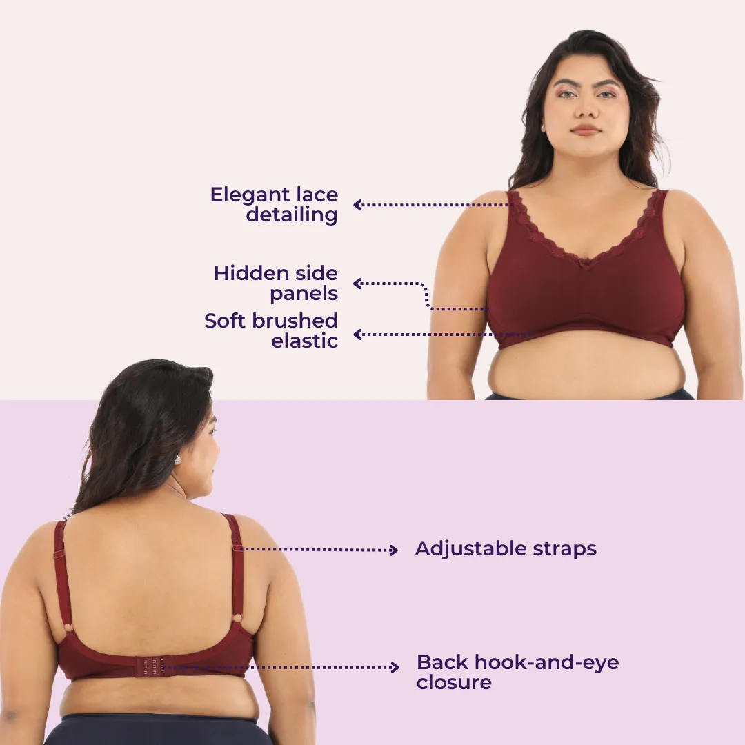 Day Bra For Curvy Women | Full Coverage | Wire-Free & Non-Padded | Seamless Cups | No Centre Panel/Gore | Back Hook & Eye Closure | Pack Of 3 - Image 6