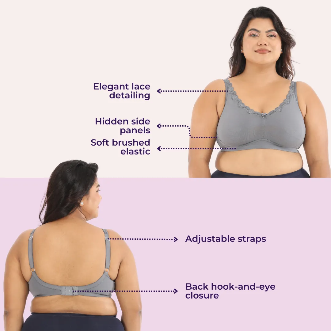 Day Bra For Curvy Women | Full Coverage | Wire-Free & Non-Padded | Seamless Cups | No Centre Panel/Gore | Back Hook & Eye Closure - Image 6