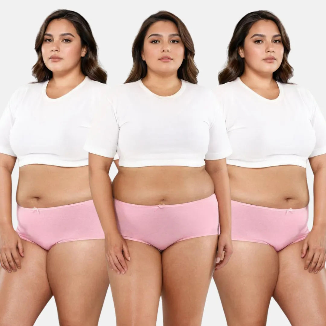 Plus Size BrZee Hipsters | Lightweight Cotton-Elastane Fabric | Super Stretchy For Comfort | No Visible Panty Lines | Pack Of 3 - Image 10