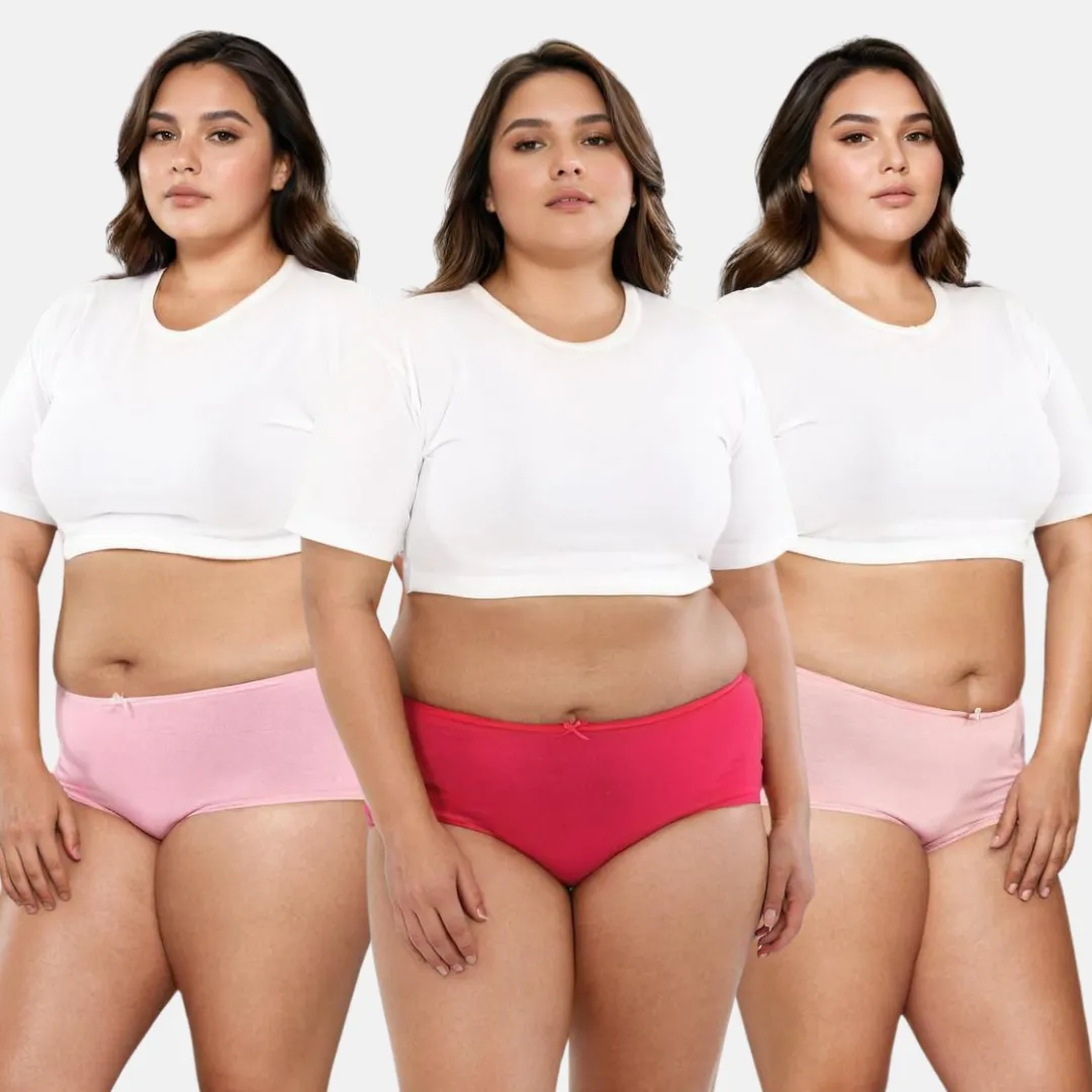 Plus Size BrZee Hipsters | Lightweight Cotton-Elastane Fabric | Super Stretchy For Comfort | No Visible Panty Lines | Pack Of 3 - Image 12