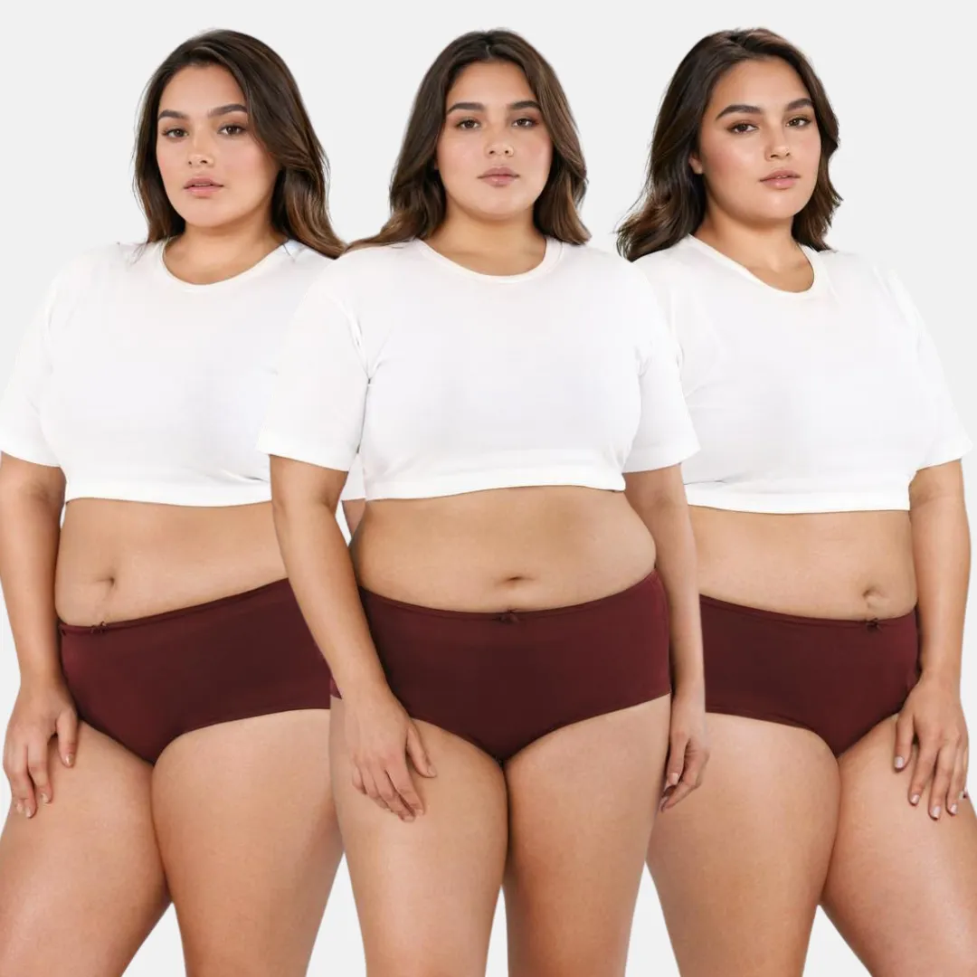 Plus Size BrZee Hipsters | Lightweight Cotton-Elastane Fabric | Super Stretchy For Comfort | No Visible Panty Lines | Pack Of 3 - Image 14