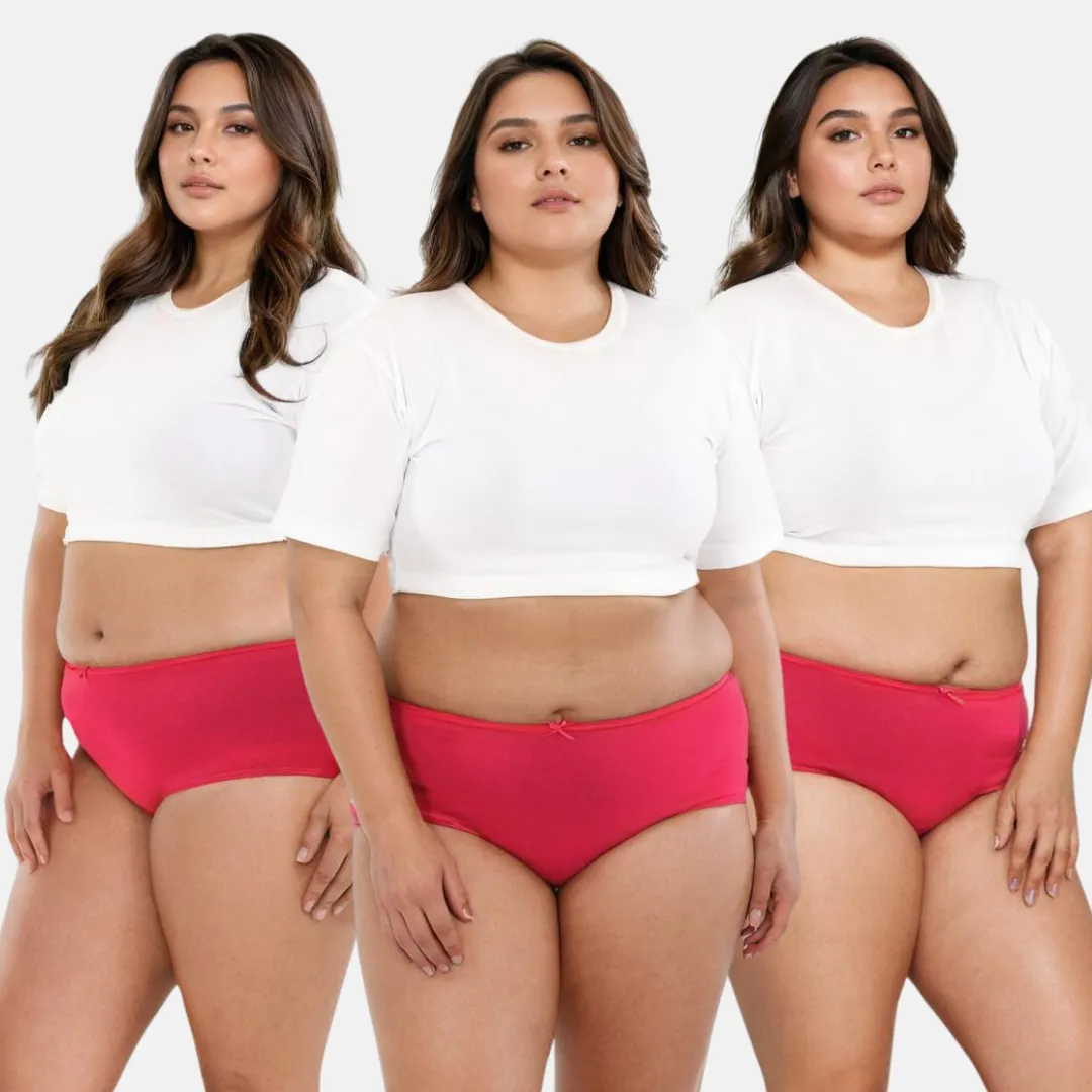 Plus Size BrZee Hipsters | Lightweight Cotton-Elastane Fabric | Super Stretchy For Comfort | No Visible Panty Lines | Pack Of 3 - Image 16