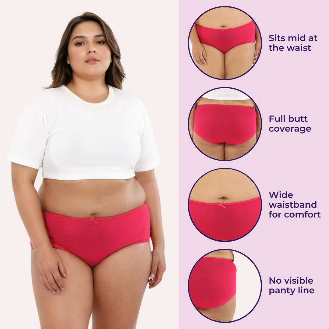Plus Size BrZee Hipsters | Lightweight Cotton-Elastane Fabric | Super Stretchy For Comfort | No Visible Panty Lines | Pack Of 3 - Image 2