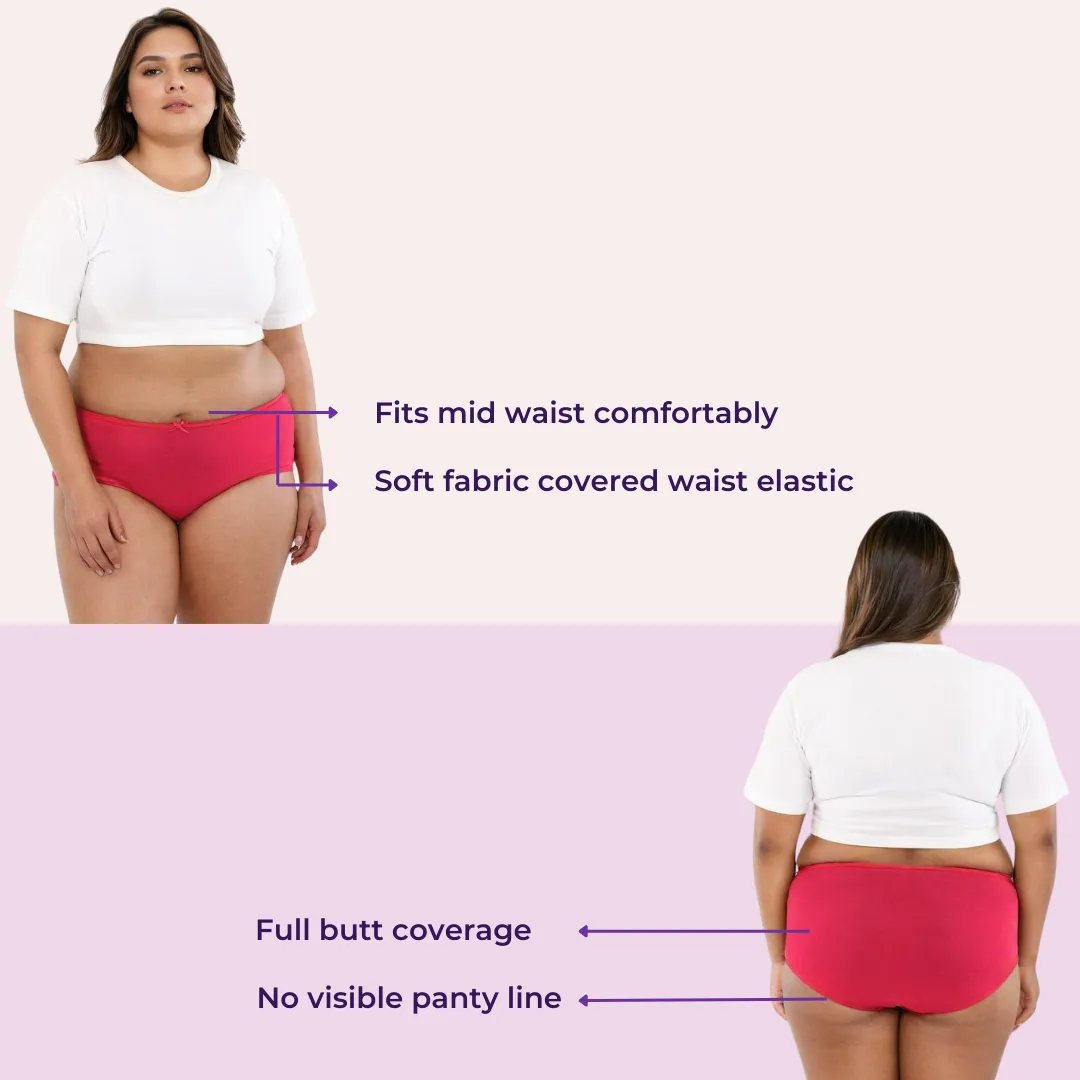 Plus Size BrZee Hipsters | Lightweight Cotton-Elastane Fabric | Super Stretchy For Comfort | No Visible Panty Lines | Pack Of 3 - Image 3