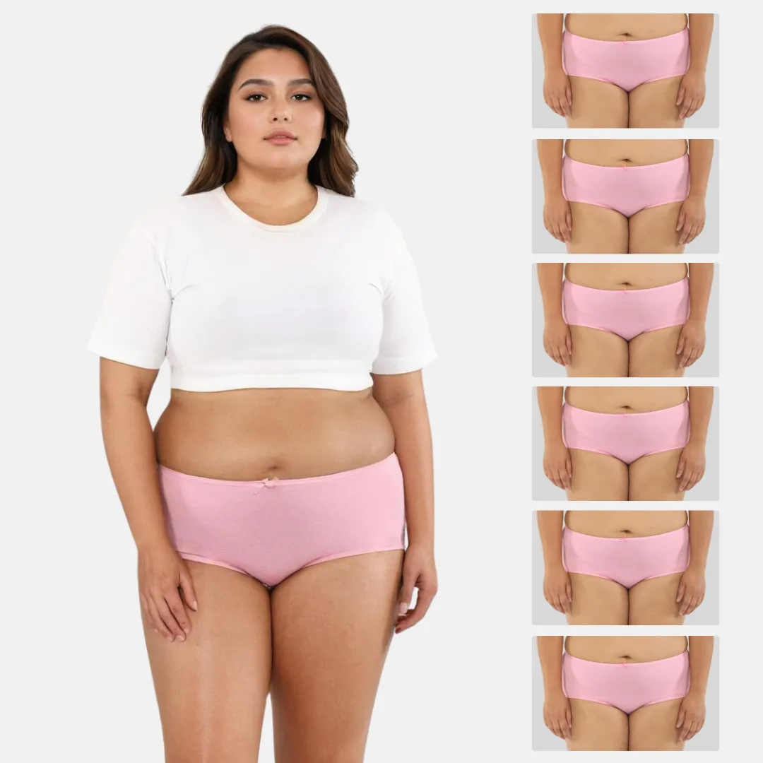 Plus Size BrZee Hipsters | Lightweight Cotton-Elastane Fabric | Super Stretchy For Comfort | No Visible Panty Lines | Pack Of 6