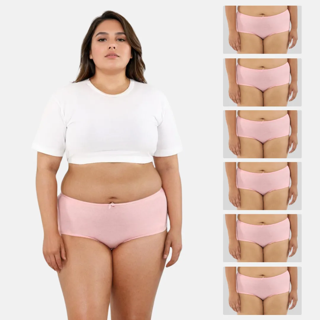 Plus Size BrZee Hipsters | Lightweight Cotton-Elastane Fabric | Super Stretchy For Comfort | No Visible Panty Lines | Pack Of 6 - Image 14