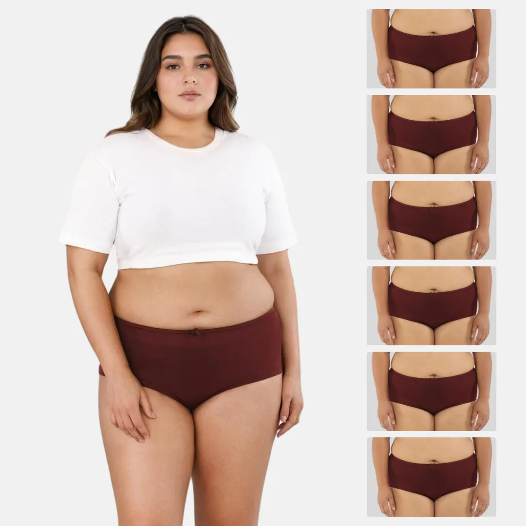 Plus Size BrZee Hipsters | Lightweight Cotton-Elastane Fabric | Super Stretchy For Comfort | No Visible Panty Lines | Pack Of 6 - Image 15