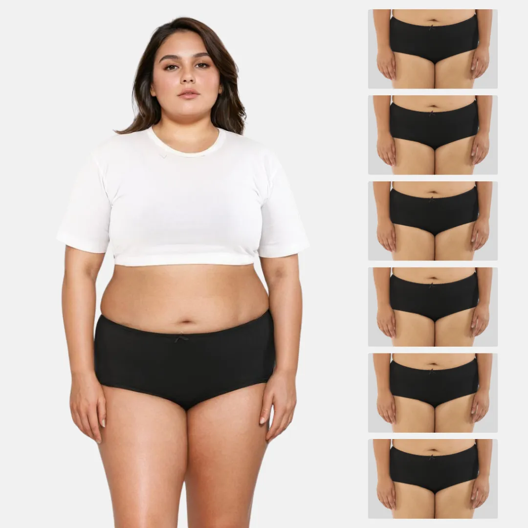 Plus Size BrZee Hipsters | Lightweight Cotton-Elastane Fabric | Super Stretchy For Comfort | No Visible Panty Lines | Pack Of 6 - Image 16