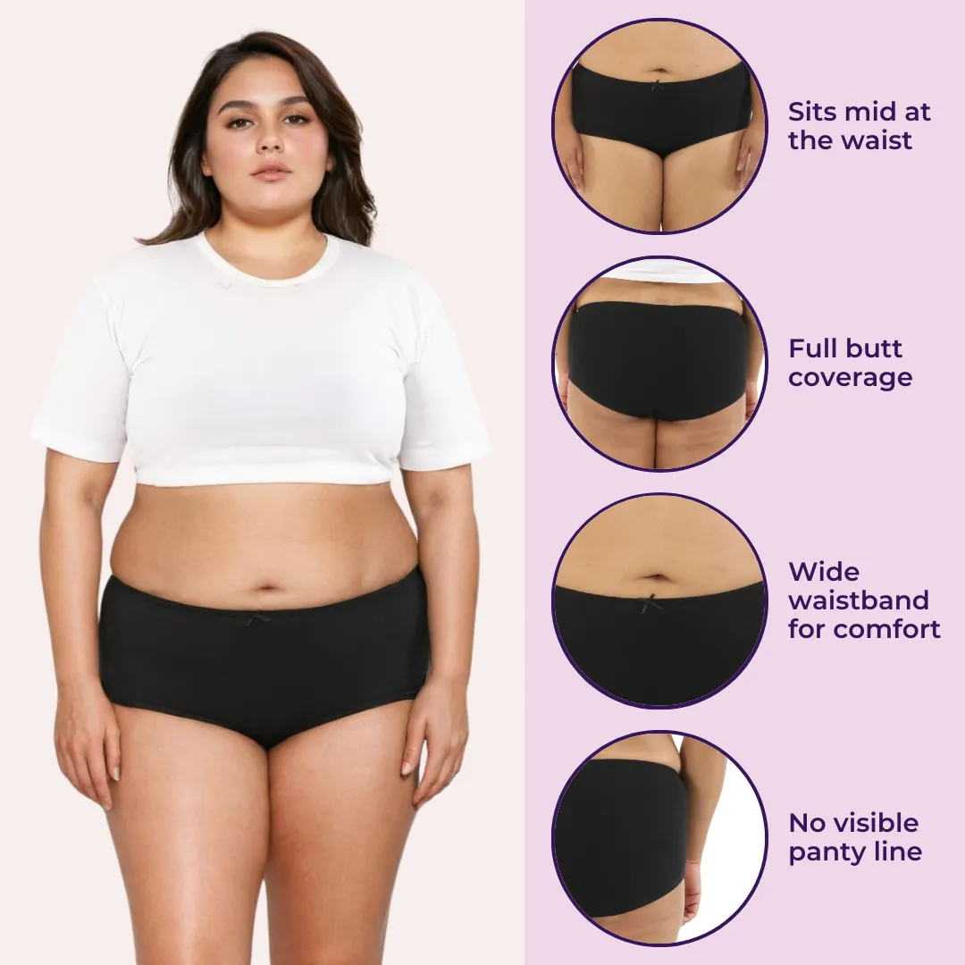 Plus Size BrZee Hipsters | Lightweight Cotton-Elastane Fabric | Super Stretchy For Comfort | No Visible Panty Lines | Pack Of 6 - Image 2