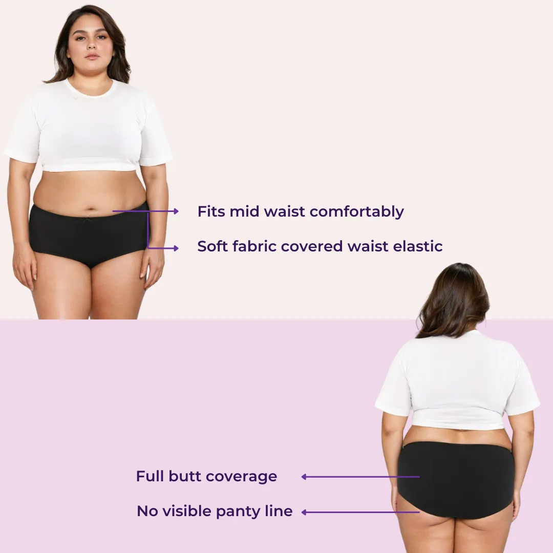 Plus Size BrZee Hipsters | Lightweight Cotton-Elastane Fabric | Super Stretchy For Comfort | No Visible Panty Lines | Pack Of 6 - Image 3