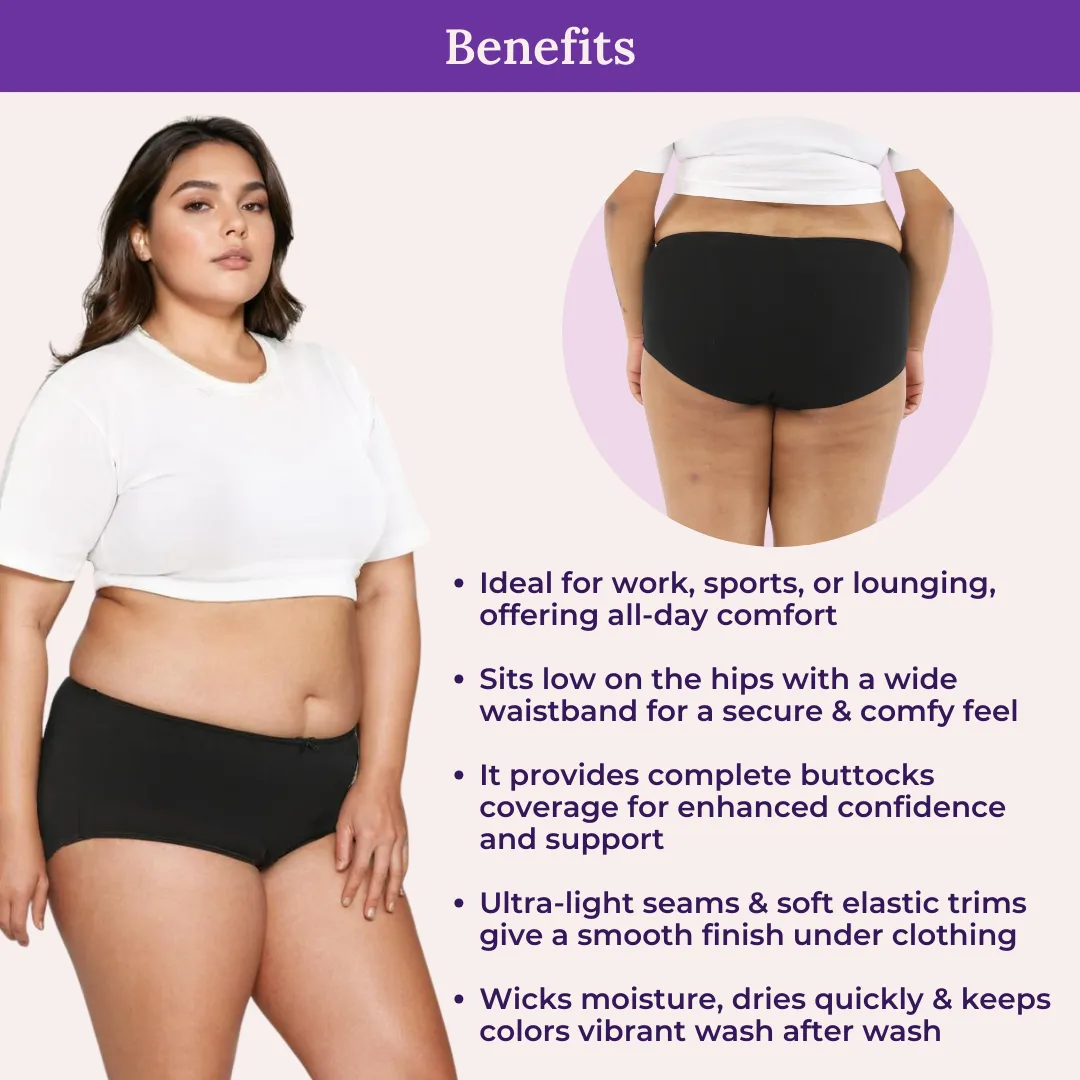Plus Size BrZee Hipsters | Lightweight Cotton-Elastane Fabric | Super Stretchy For Comfort | No Visible Panty Lines | Pack Of 6 - Image 5