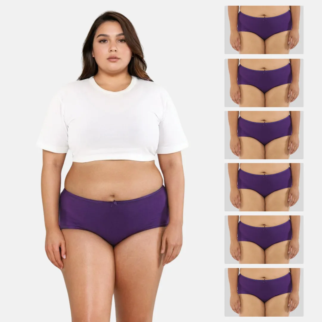 Plus Size BrZee Hipsters | Lightweight Cotton-Elastane Fabric | Super Stretchy For Comfort | No Visible Panty Lines | Pack Of 6 - Image 9
