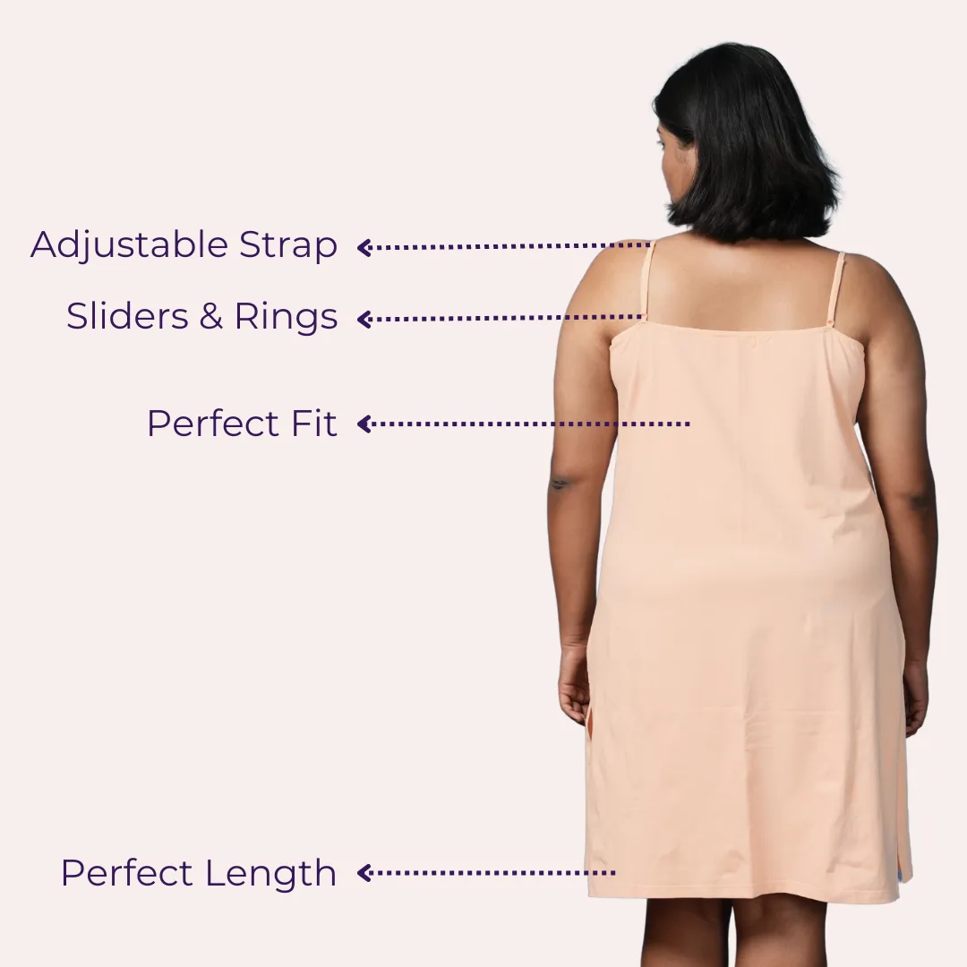 Plus Size Inner Slip For Kurti/Kurta | Adjustable Straps | Side Slits For Easy Movement - Image 6