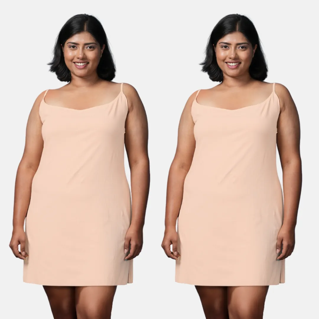 Plus Size Inner Slip For Kurti/Kurta | Adjustable Straps | Side Slits For Easy Movement | Pack Of 2 - Image 7