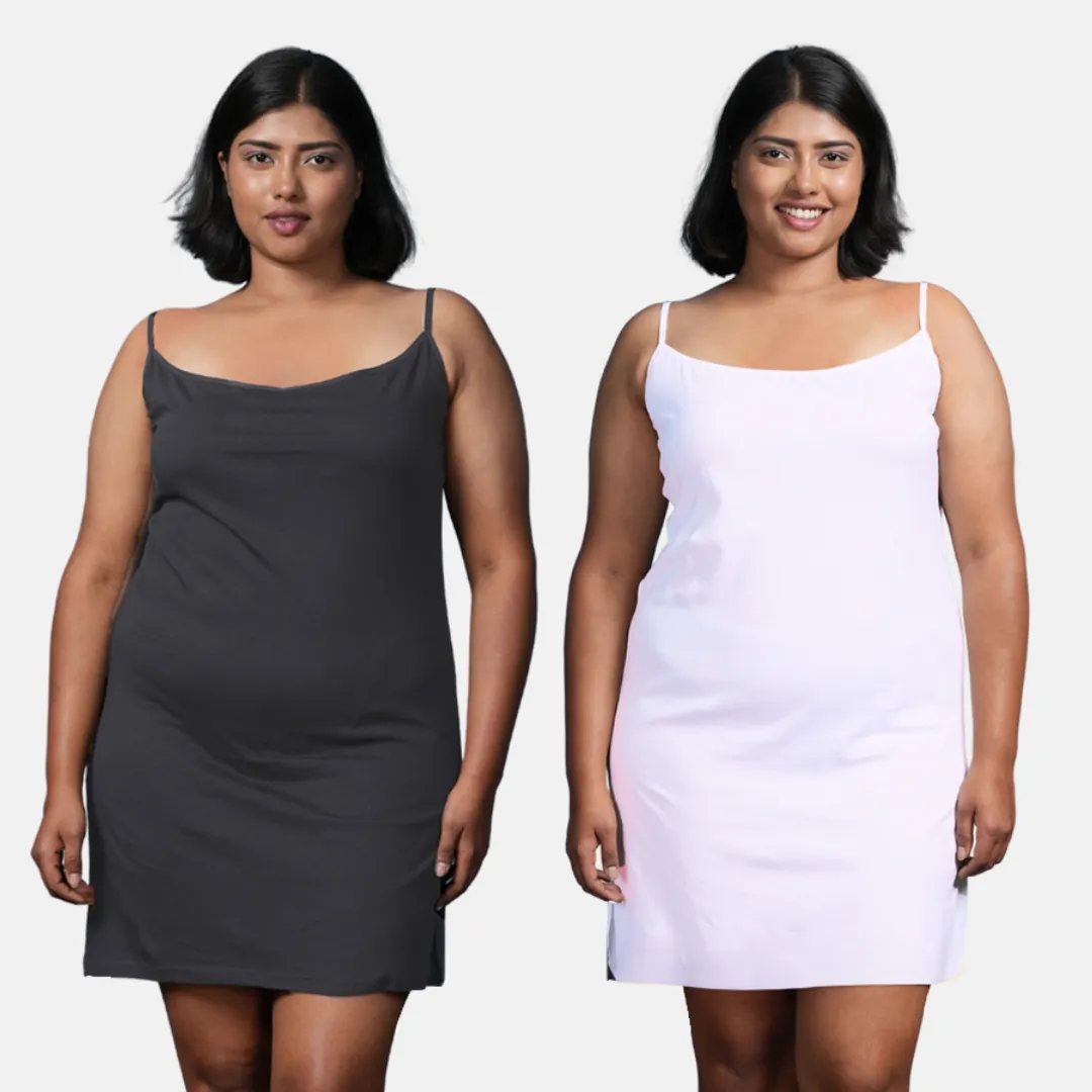 Plus Size Inner Slip For Kurti/Kurta | Adjustable Straps | Side Slits For Easy Movement | Pack Of 2 - Image 9