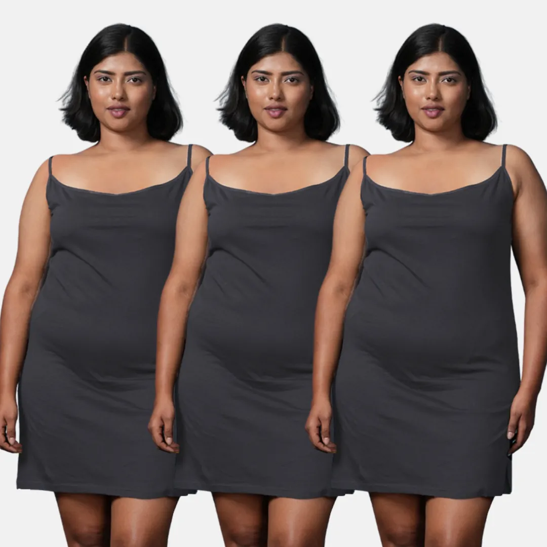 Plus Size Inner Slip For Kurti/Kurta | Adjustable Straps | Side Slits For Easy Movement | Pack Of 3 - Image 8