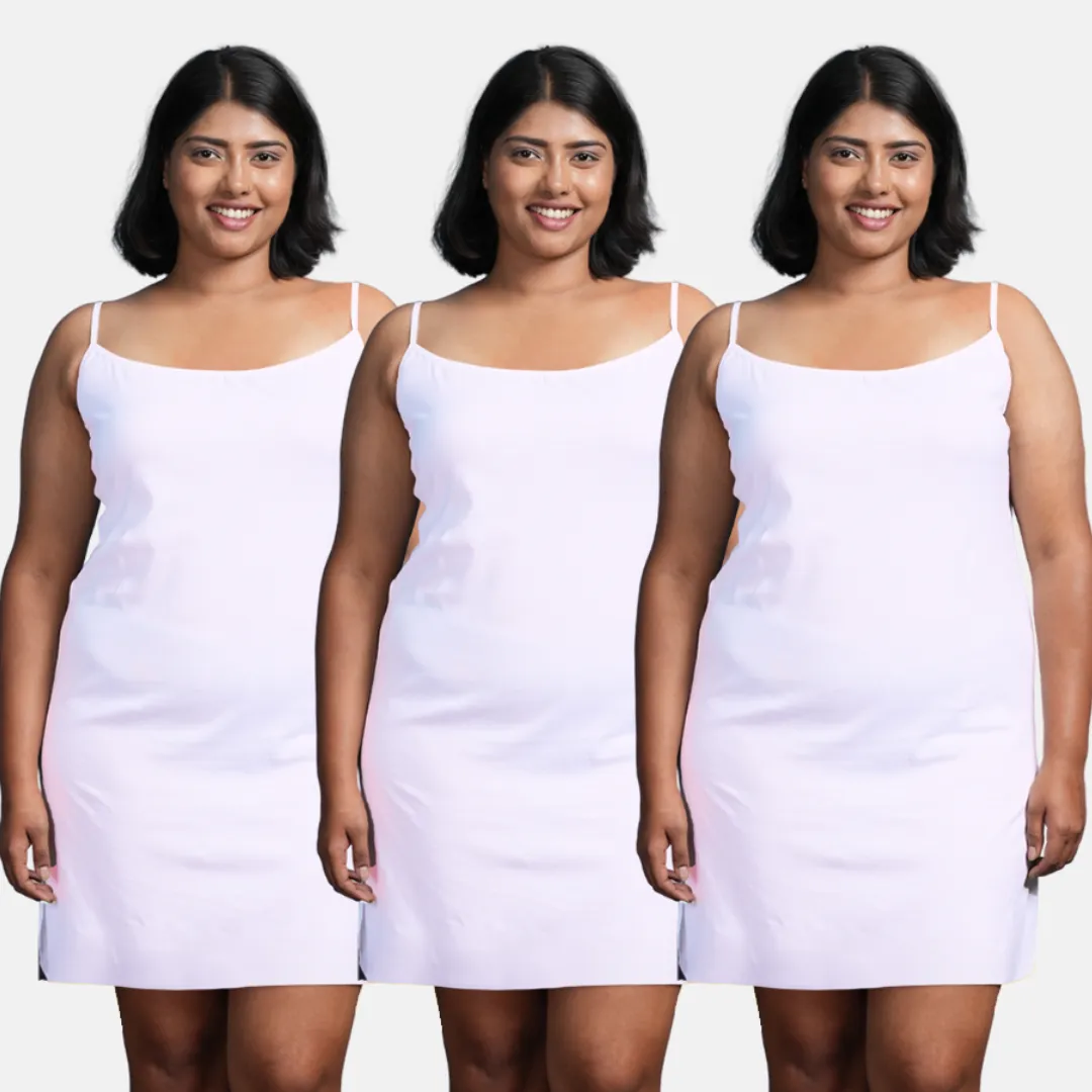 Plus Size Inner Slip For Kurti/Kurta | Adjustable Straps | Side Slits For Easy Movement | Pack Of 3 - Image 9