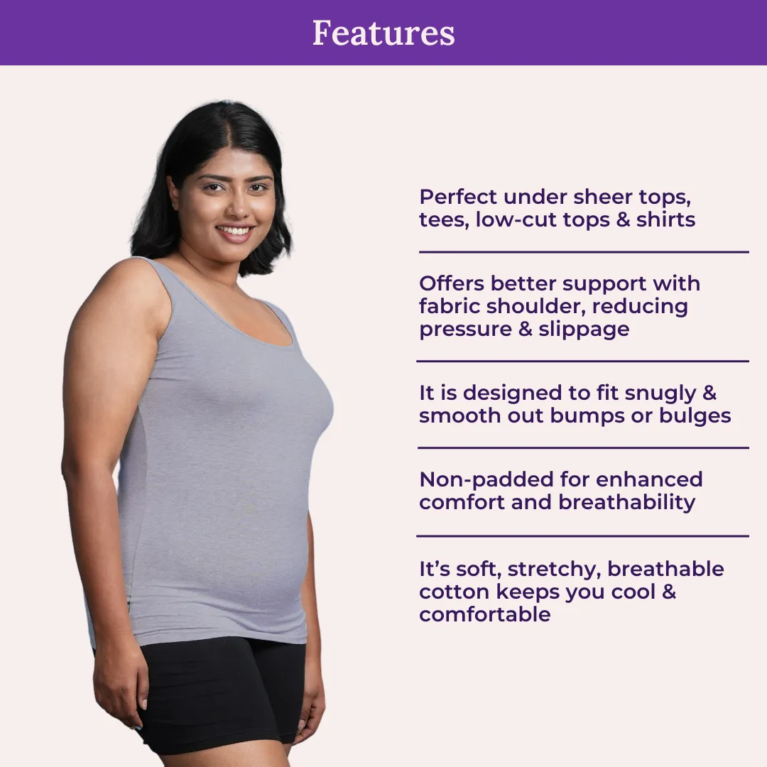 Plus Size Inner Tank Tops | Wide Fabric Shoulder | Round Neckline | Offers Full Coverage - Image 4