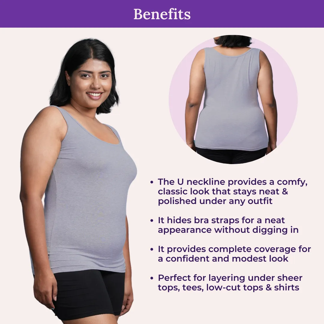 Plus Size Inner Tank Tops | Wide Fabric Shoulder | Round Neckline | Offers Full Coverage - Image 5