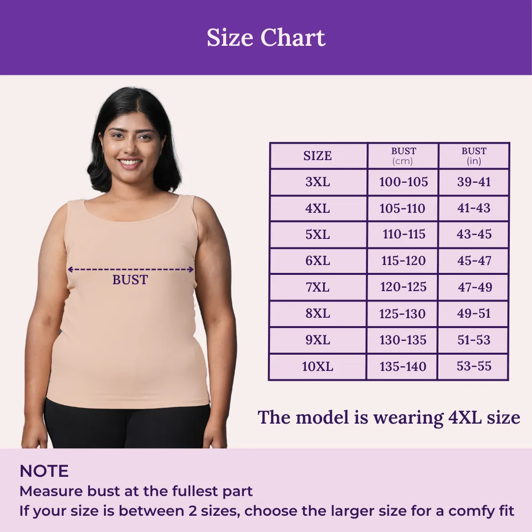 Plus Size Inner Tank Tops | Wide Fabric Shoulder | Round Neckline | Offers Full Coverage | Pack Of 3 - Image 3