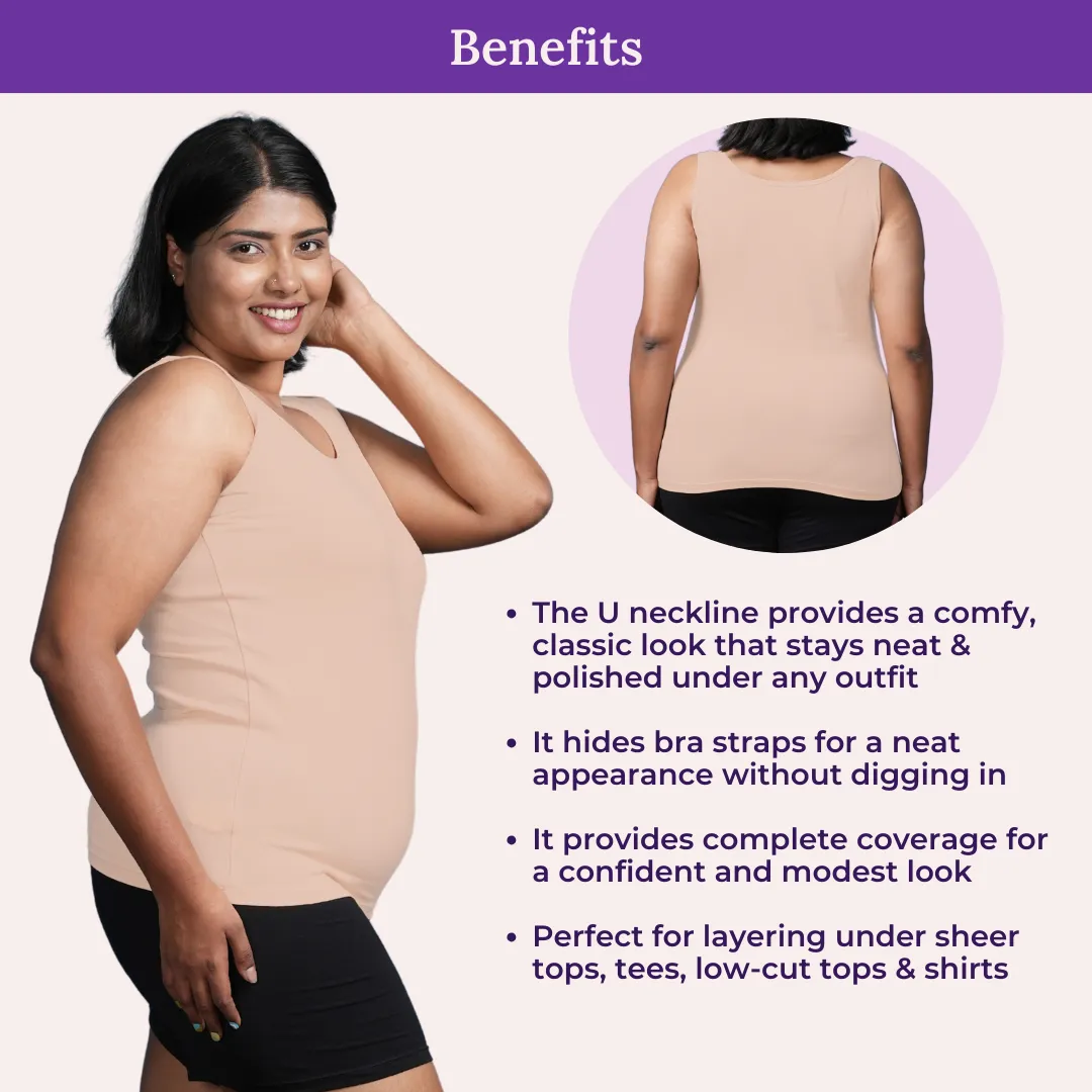 Plus Size Inner Tank Tops | Wide Fabric Shoulder | Round Neckline | Offers Full Coverage | Pack Of 3 - Image 5
