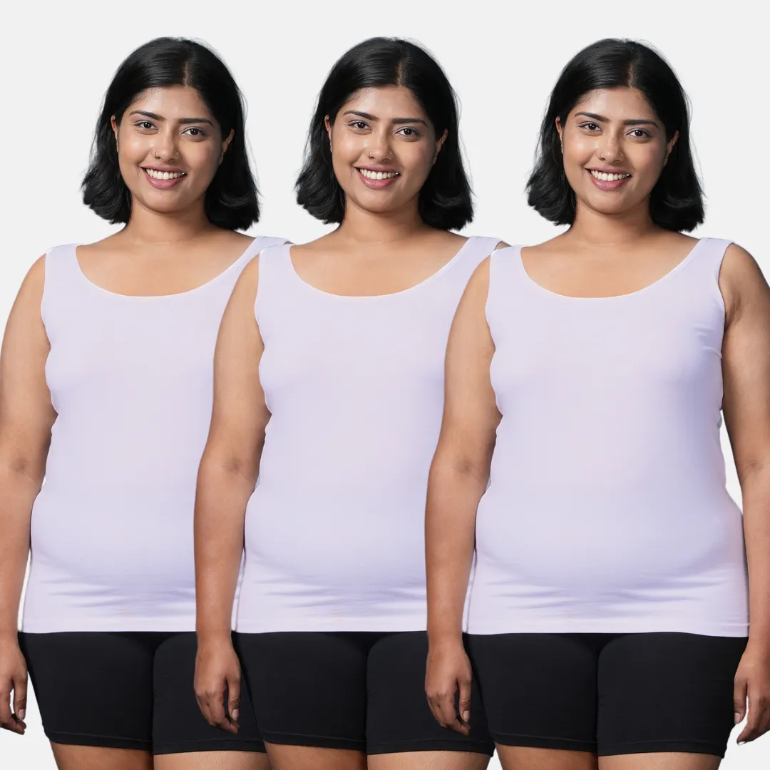 Plus Size Inner Tank Tops | Wide Fabric Shoulder | Round Neckline | Offers Full Coverage | Pack Of 3 - Image 7