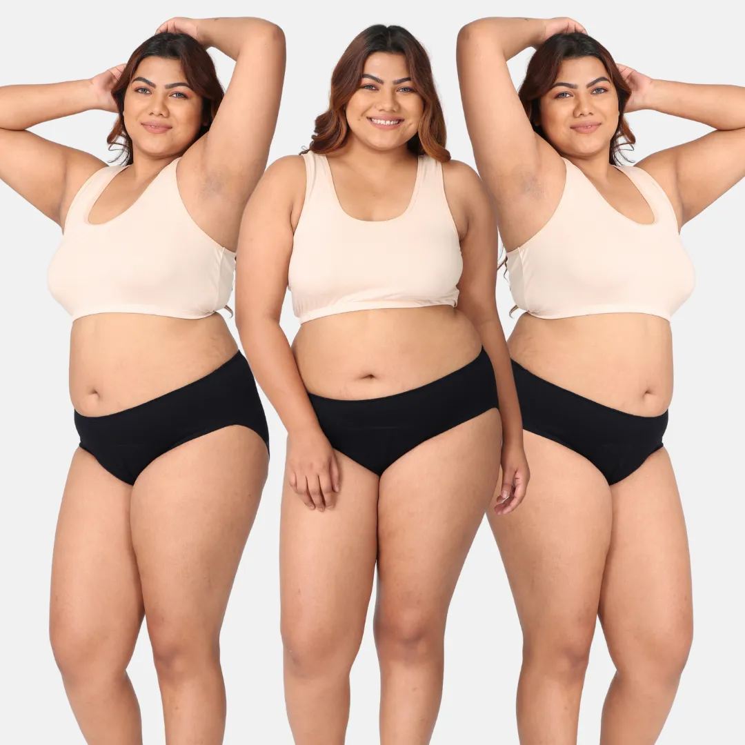 Plus Size Menstrual Panties For Stain Free Period | Hipster Fit | Leak Proof | Use with Pad For Hygiene | Prevents Front & Back Stains | 3 Pack - Image 12