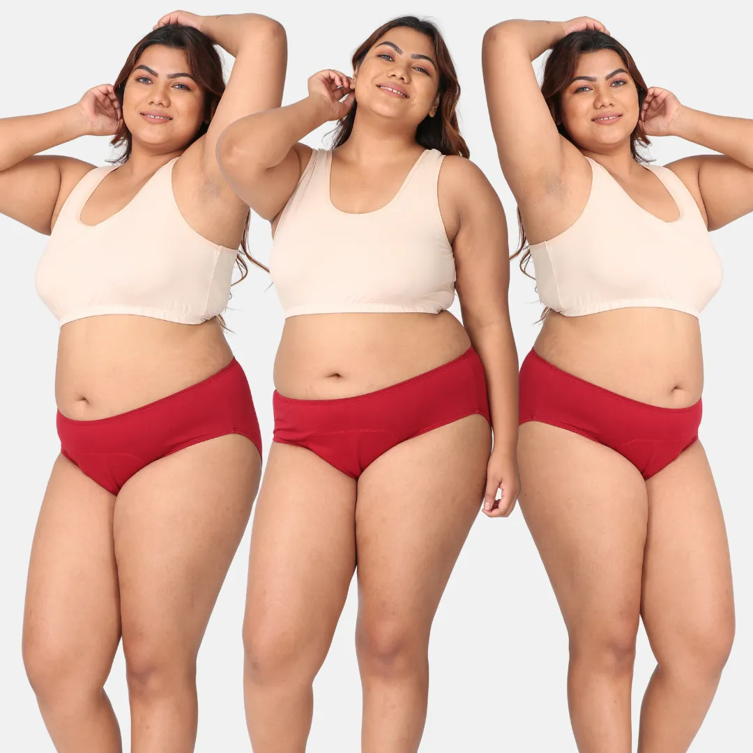 Plus Size Menstrual Panties For Stain Free Period | Hipster Fit | Leak Proof | Use with Pad For Hygiene | Prevents Front & Back Stains | 3 Pack - Image 17