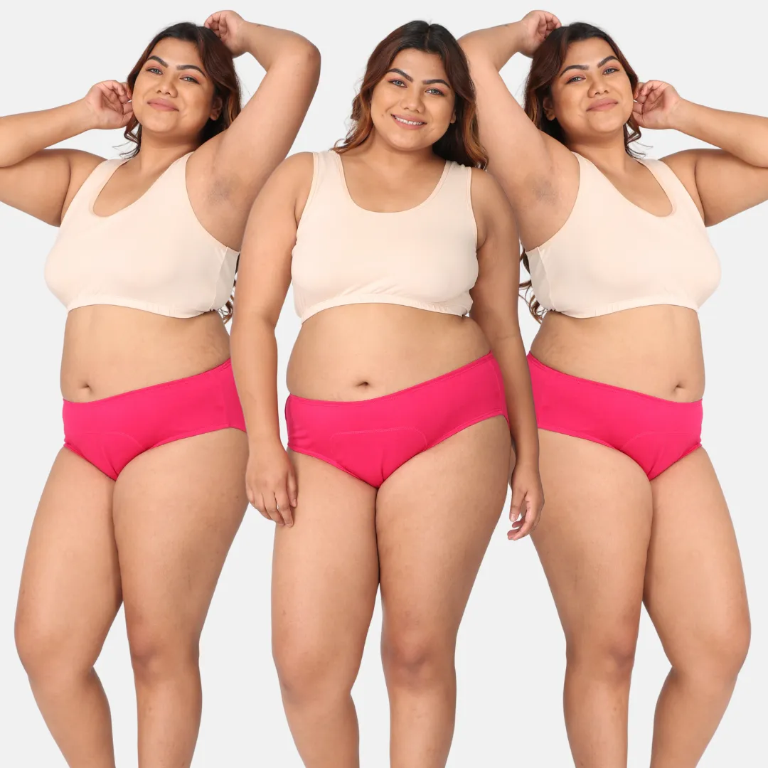 Plus Size Menstrual Panties For Stain Free Period | Hipster Fit | Leak Proof | Use with Pad For Hygiene | Prevents Front & Back Stains | 3 Pack - Image 18