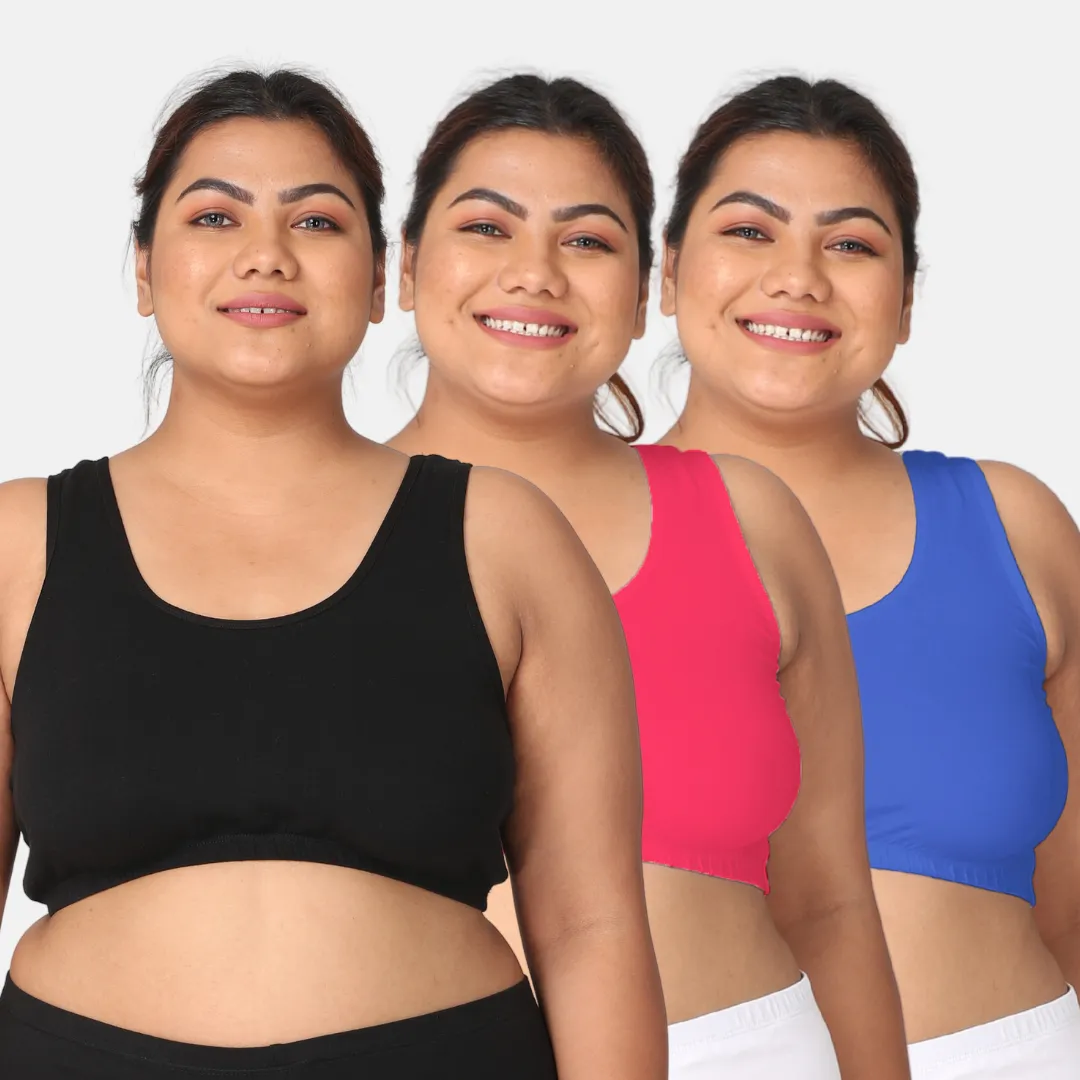 Plus Size Night Bra | Plus Size Home Bra | Non Padded | Non Wired | Full Coverage | Racerback | Pack Of 3 - Image 10