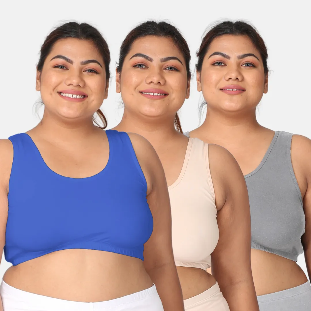 Plus Size Night Bra | Plus Size Home Bra | Non Padded | Non Wired | Full Coverage | Racerback | Pack Of 3 - Image 11
