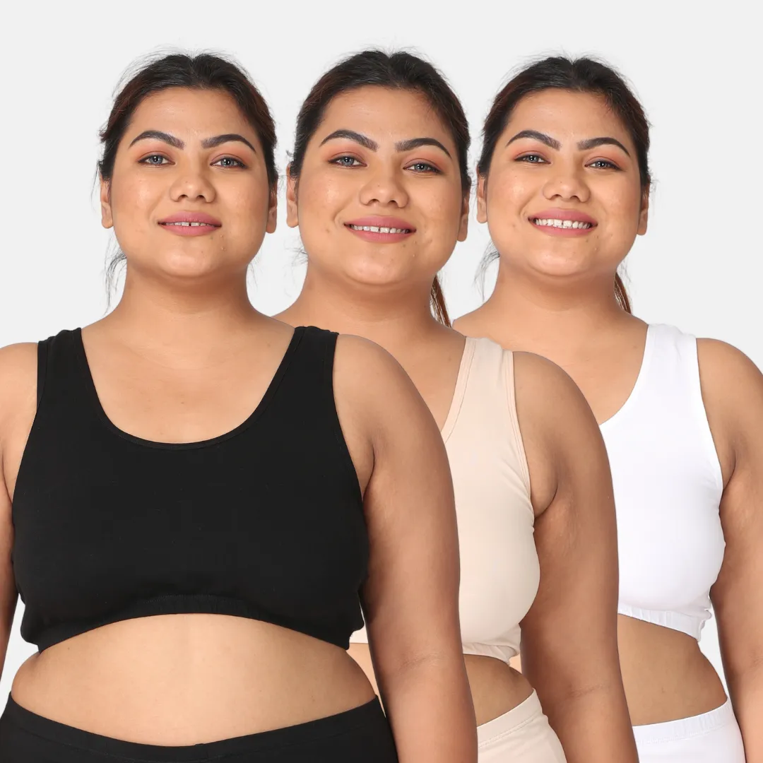 Plus Size Night Bra | Plus Size Home Bra | Non Padded | Non Wired | Full Coverage | Racerback | Pack Of 3 - Image 12