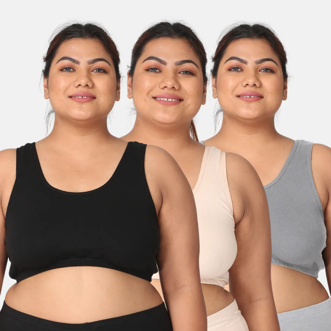Plus Size Night Bra | Plus Size Home Bra | Non Padded | Non Wired | Full Coverage | Racerback | Pack Of 3 - Image 13