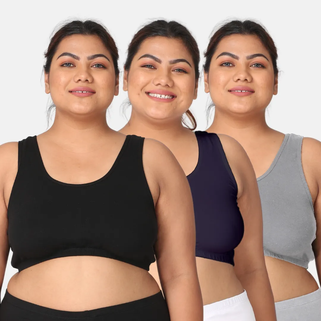 Plus Size Night Bra | Plus Size Home Bra | Non Padded | Non Wired | Full Coverage | Racerback | Pack Of 3 - Image 14