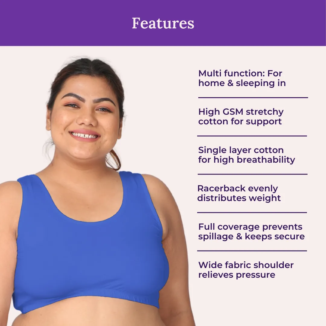 Plus Size Night Bra | Plus Size Home Bra | Non Padded | Non Wired | Full Coverage | Racerback | Pack Of 3 - Image 2