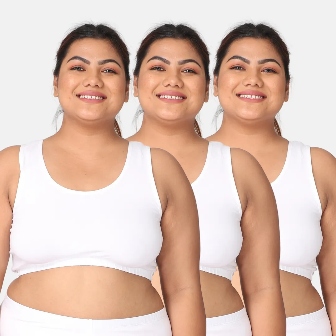Plus Size Sleep Bra | Plus Size Lounge Bra | Non Padded | Non Wired | Full Coverage | Racerback | Pack Of 3 - Image 11
