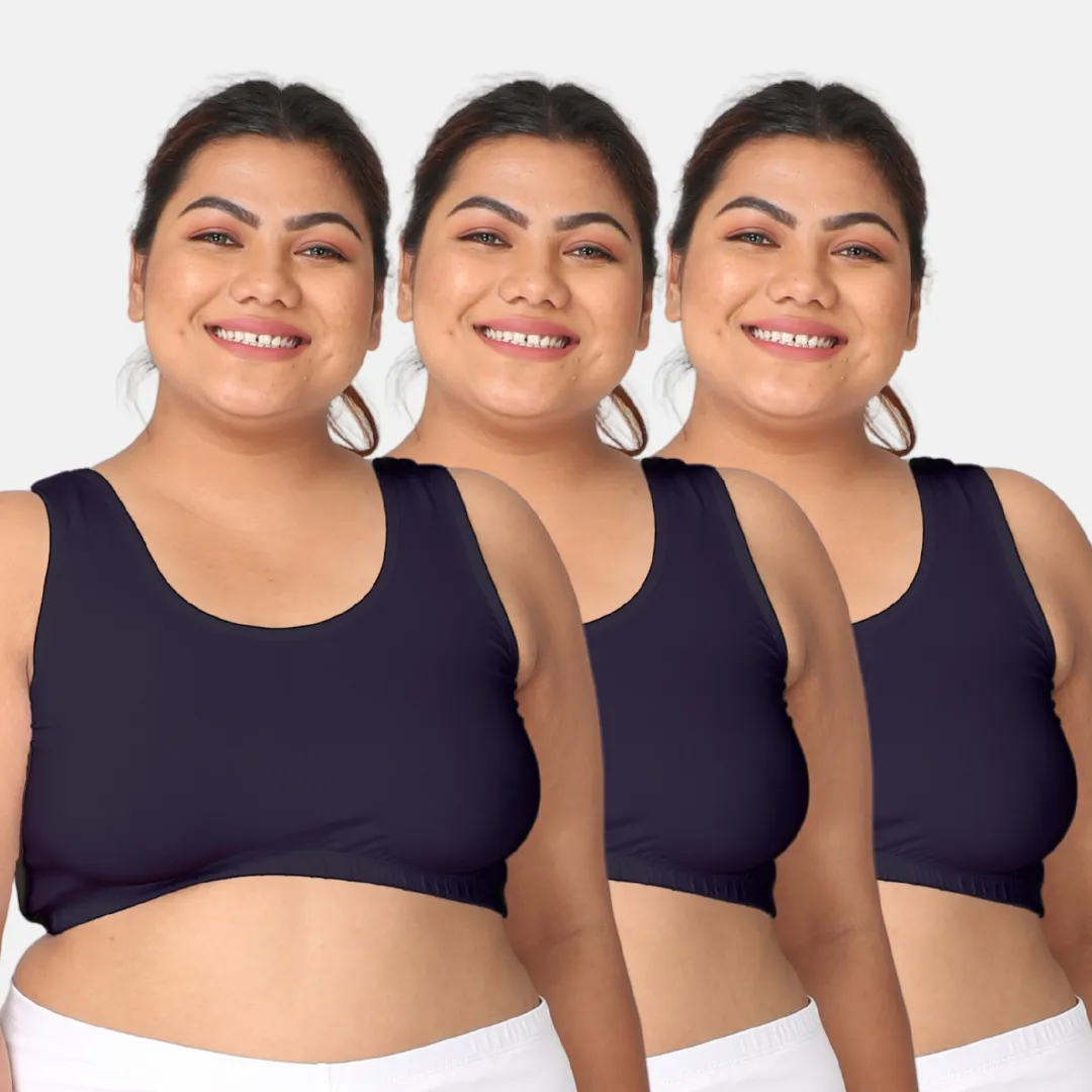 Plus Size Sleep Bra | Plus Size Lounge Bra | Non Padded | Non Wired | Full Coverage | Racerback | Pack Of 3 - Image 12