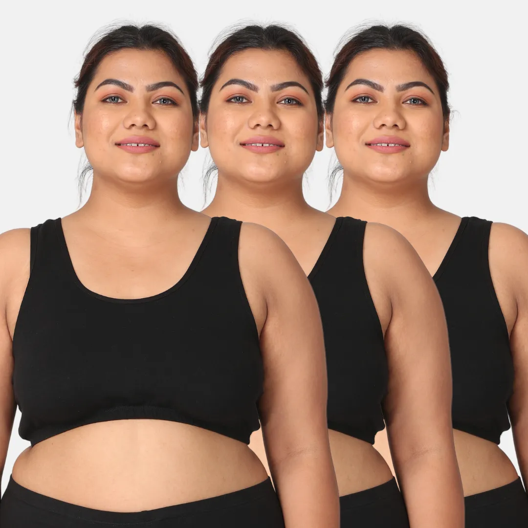 Plus Size Sleep Bra | Plus Size Lounge Bra | Non Padded | Non Wired | Full Coverage | Racerback | Pack Of 3 - Image 14