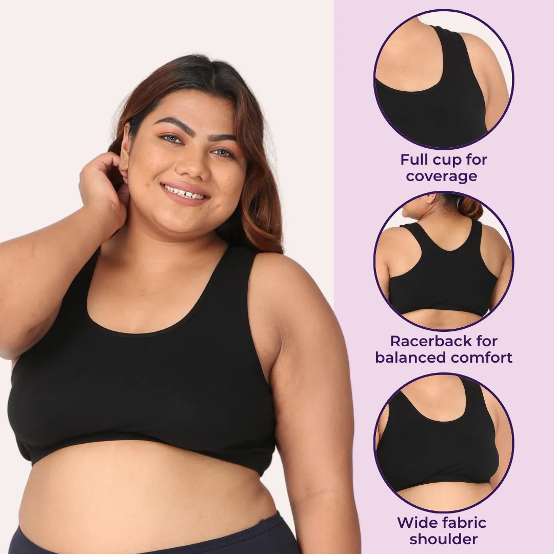 Plus Size Sleep Bra | Plus Size Lounge Bra | Non Padded | Non Wired | Full Coverage | Racerback | Pack Of 3 - Image 7